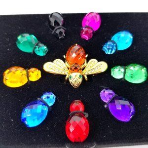 Joan Rivers Bee Pin Brooch Jewelry Change 10 Color Gem Stone J59401 Box NEW